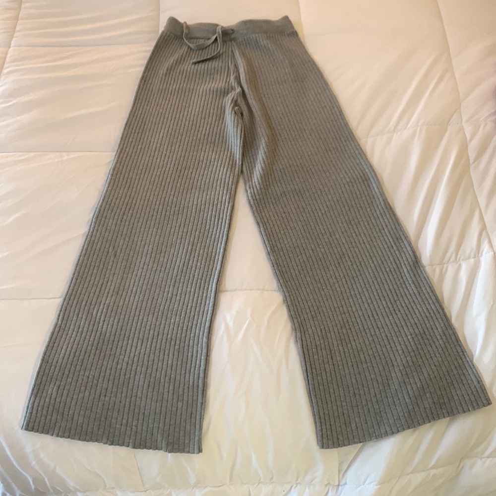 Grey Ribbed flare lounge pants